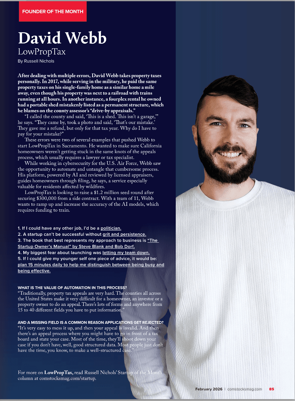 David Webb featured in Comstock's Magazine